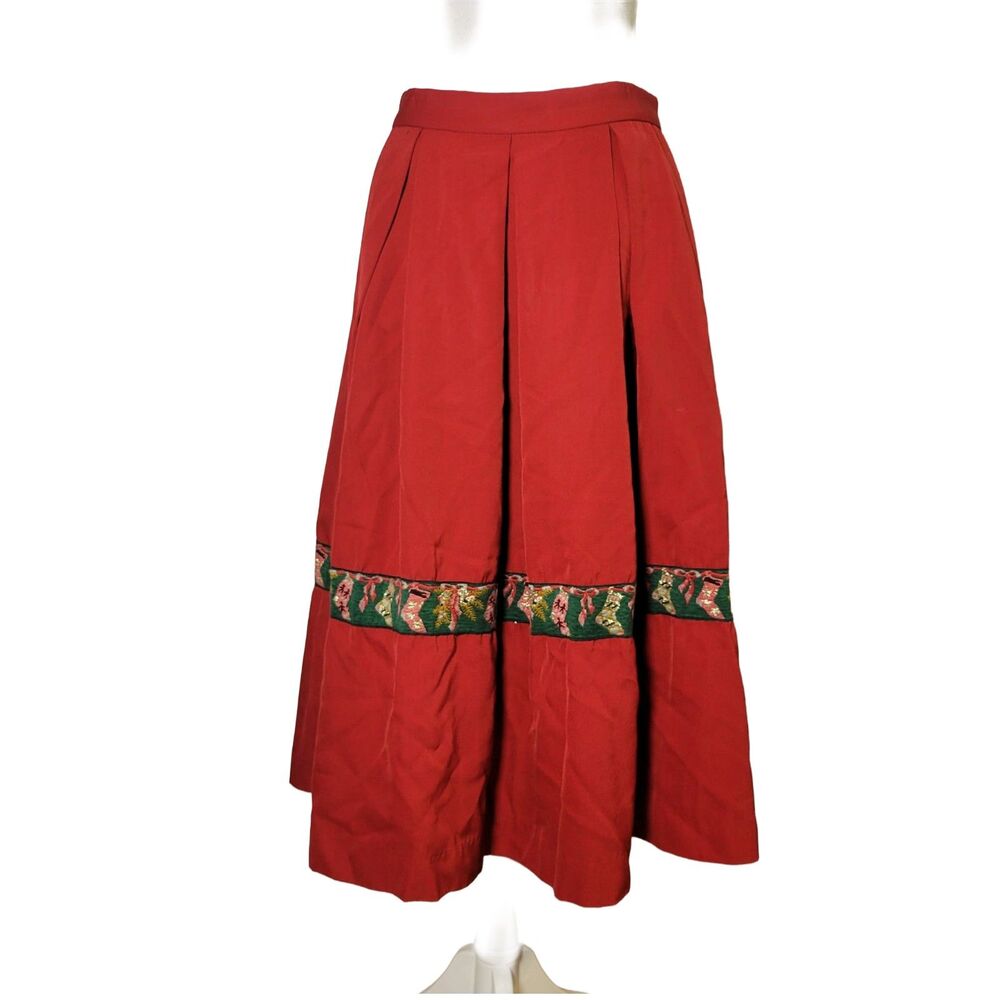 Authentic Disney Cast Member Costume Skirt Red Holiday Christmas Garland Maxi 12